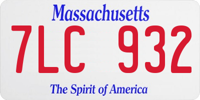 MA license plate 7LC932