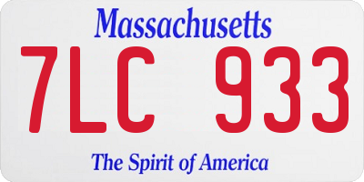 MA license plate 7LC933