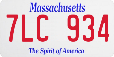 MA license plate 7LC934