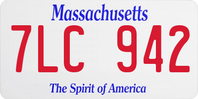 MA license plate 7LC942