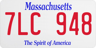 MA license plate 7LC948