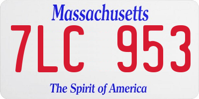 MA license plate 7LC953