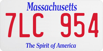 MA license plate 7LC954
