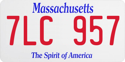 MA license plate 7LC957