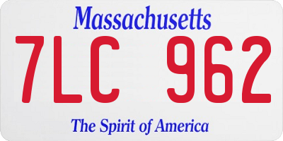 MA license plate 7LC962