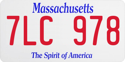 MA license plate 7LC978
