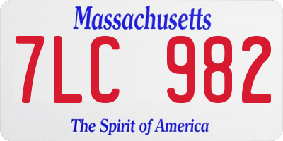 MA license plate 7LC982