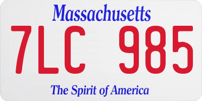 MA license plate 7LC985