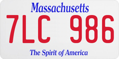 MA license plate 7LC986
