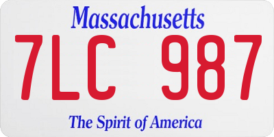 MA license plate 7LC987