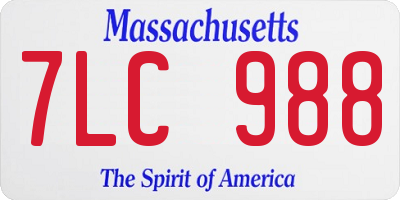 MA license plate 7LC988
