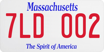 MA license plate 7LD002