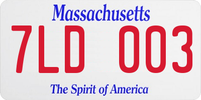MA license plate 7LD003