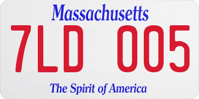 MA license plate 7LD005