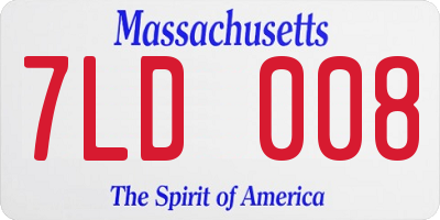 MA license plate 7LD008