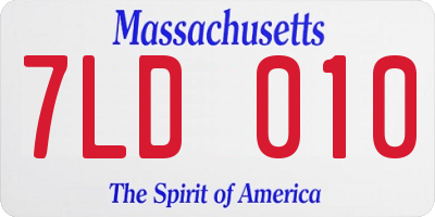 MA license plate 7LD010