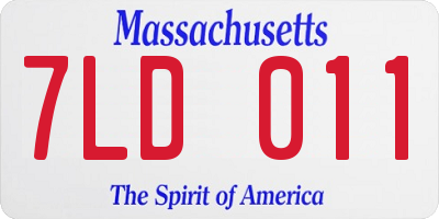 MA license plate 7LD011