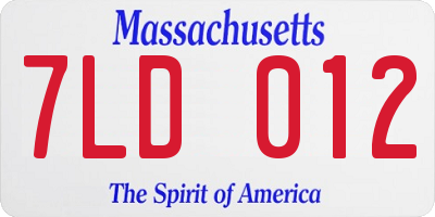 MA license plate 7LD012