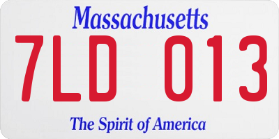 MA license plate 7LD013