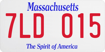 MA license plate 7LD015