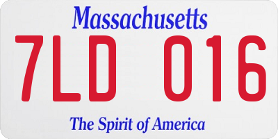 MA license plate 7LD016