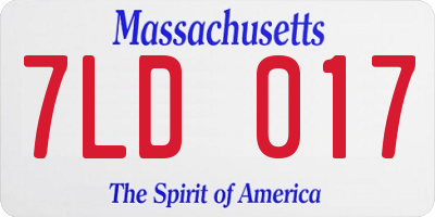 MA license plate 7LD017