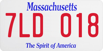 MA license plate 7LD018
