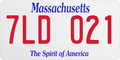 MA license plate 7LD021