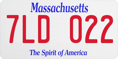 MA license plate 7LD022