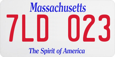 MA license plate 7LD023