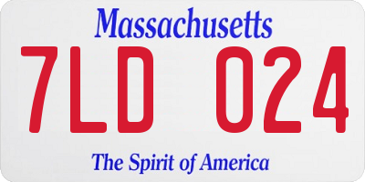 MA license plate 7LD024
