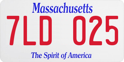 MA license plate 7LD025