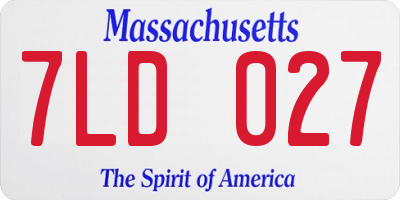 MA license plate 7LD027
