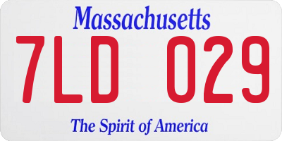 MA license plate 7LD029