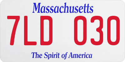 MA license plate 7LD030