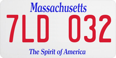 MA license plate 7LD032
