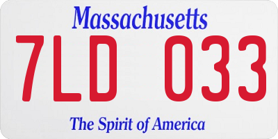 MA license plate 7LD033