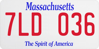 MA license plate 7LD036