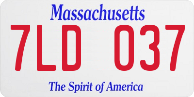 MA license plate 7LD037