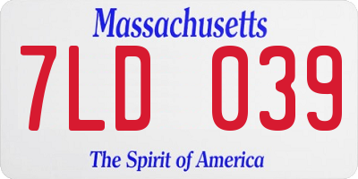 MA license plate 7LD039