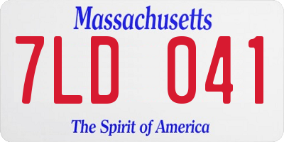 MA license plate 7LD041