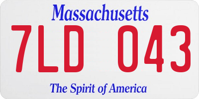 MA license plate 7LD043