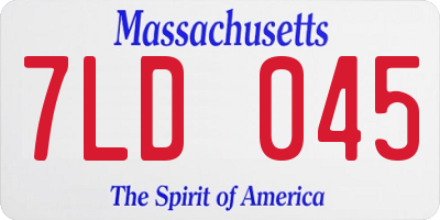 MA license plate 7LD045