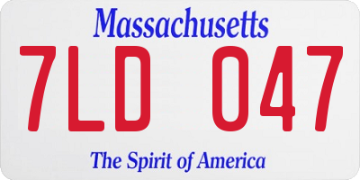MA license plate 7LD047