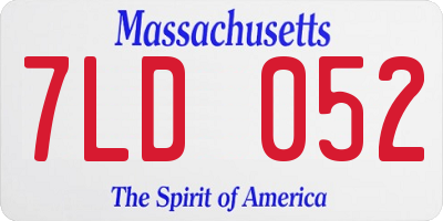MA license plate 7LD052