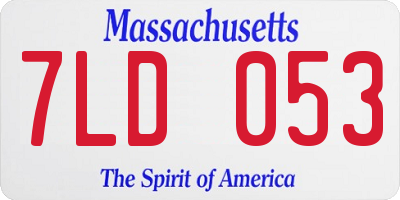MA license plate 7LD053