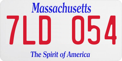 MA license plate 7LD054