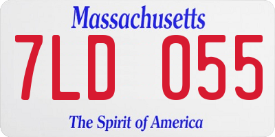 MA license plate 7LD055