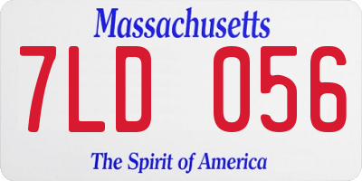 MA license plate 7LD056