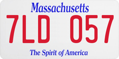 MA license plate 7LD057